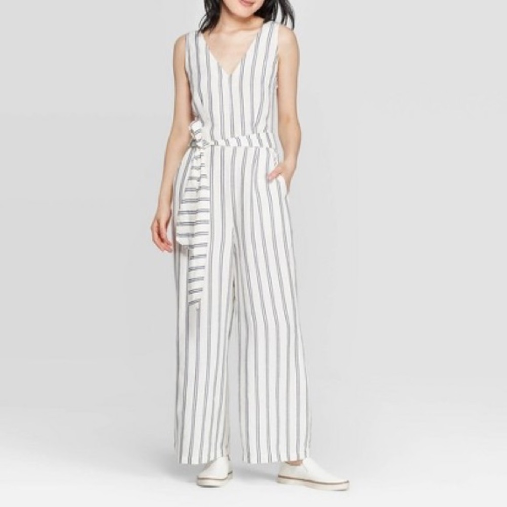 A New Day Striped Jumpsuit with waist tie